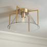 Thumbnail1 of Possini Euro Ellsmere 15"W Warm Brass Ceiling Light with Hammer Glass