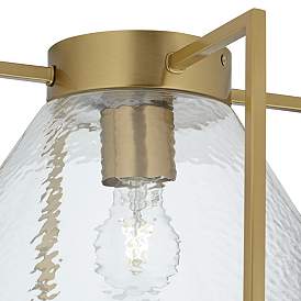 Image4 of Possini Euro Ellsmere 15"W Warm Brass Ceiling Light with Hammer Glass more views