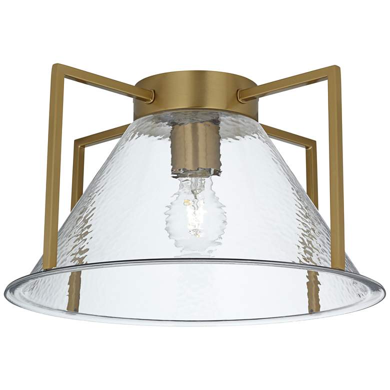 Image 5 Possini Euro Ellsmere 15"W Warm Brass Ceiling Light with Hammer Glass more views