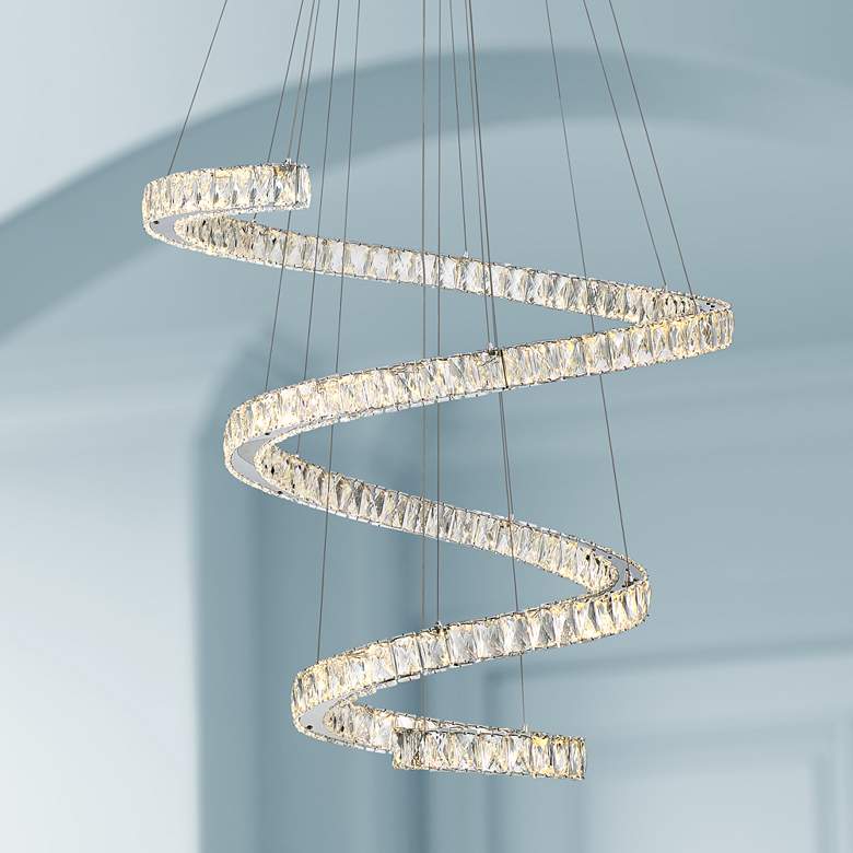 Possini Euro Ellyria 30 3/4&quot; Twirling Crystal Modern LED Pendant Light