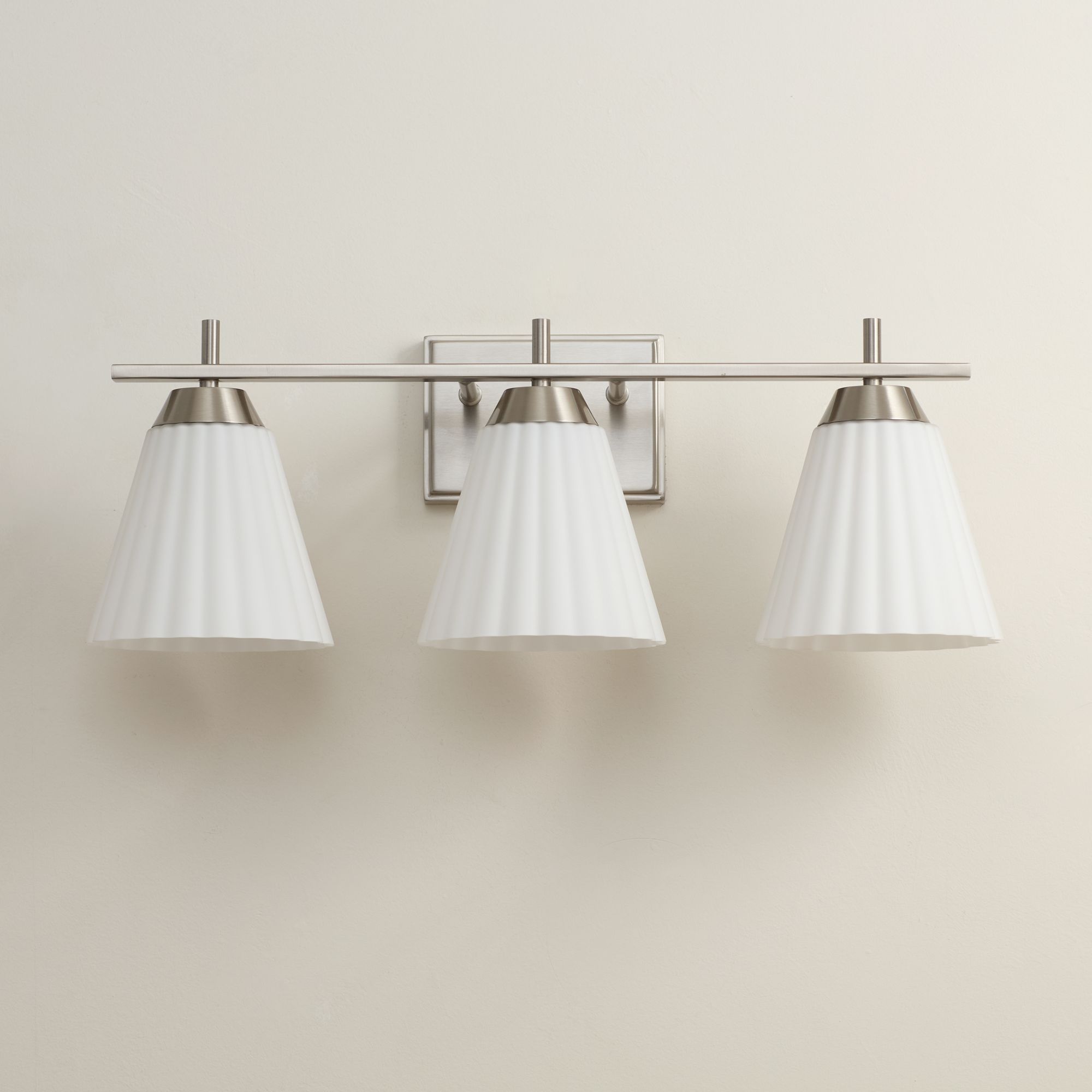 Watch A Video About the Possini Euro Elodie Brushed Nickel 3 Light Bath Light