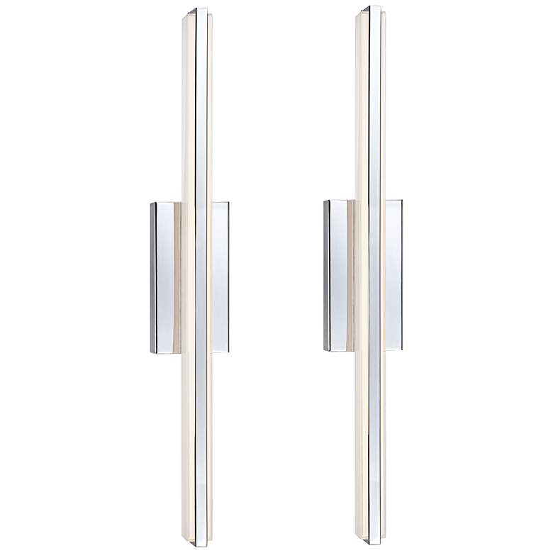 Image 3 Possini Euro Eloe Chrome 31 1/4" High Linear LED Bath Light Set of 2