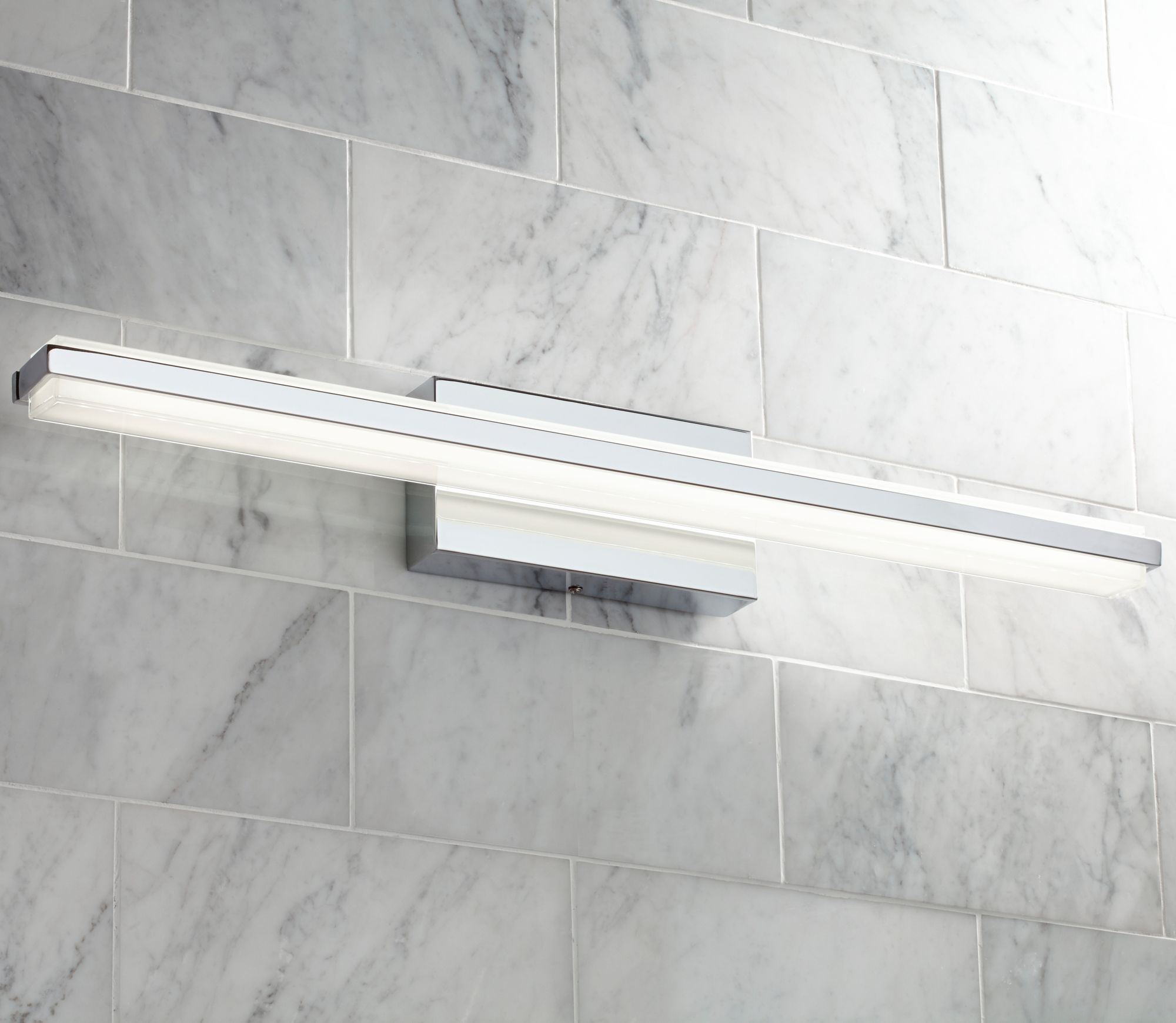 Possini Euro Eloe Chrome 31 1/4" High Linear LED Bath Light Set of 2 in scene