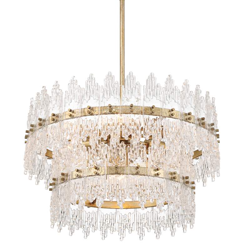 Image 2 Possini Euro Elsa 23 1/2" Brass with Textured Glass 7-Light Pendant