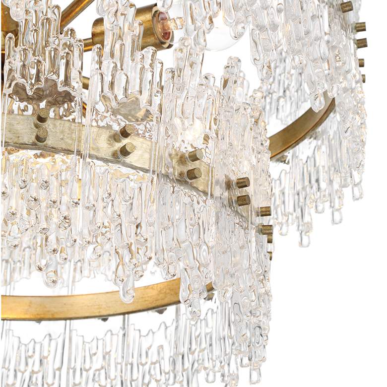 Image 3 Possini Euro Elsa 23 1/2" Brass with Textured Glass 7-Light Pendant more views