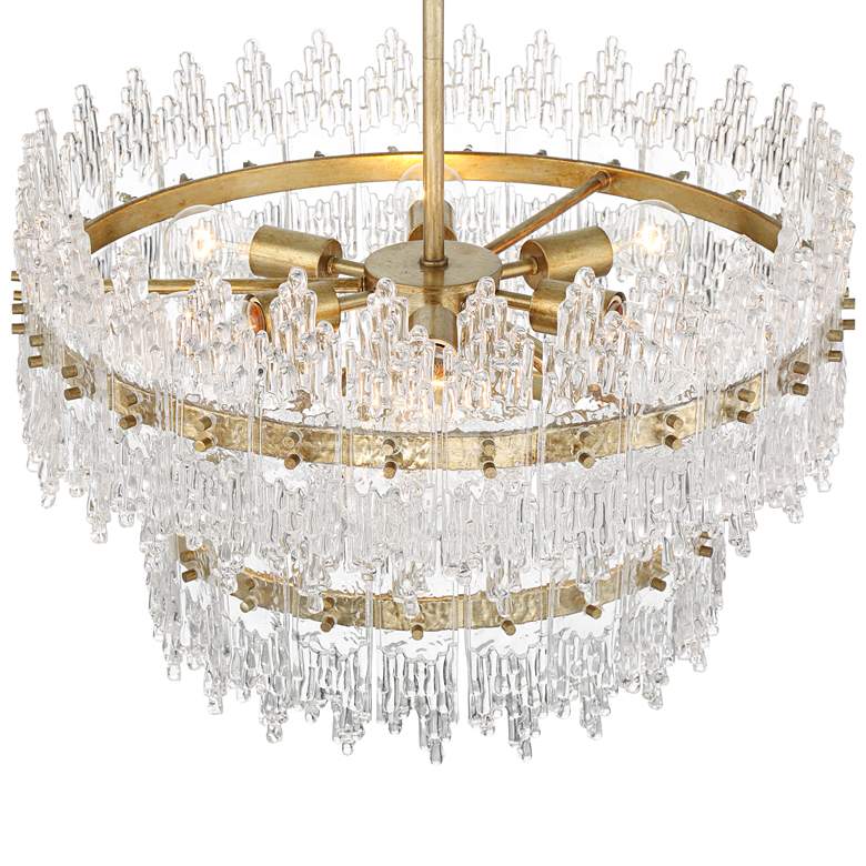 Image 4 Possini Euro Elsa 23 1/2" Brass with Textured Glass 7-Light Pendant more views