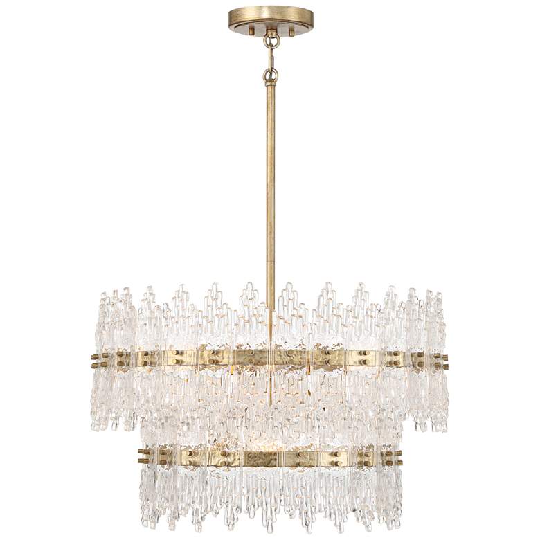 Image 6 Possini Euro Elsa 23 1/2" Brass with Textured Glass 7-Light Pendant more views