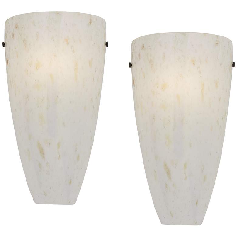 Image 2 Possini Euro Emelle 13" High Amber Art Glass Wall Sconce Set of 2