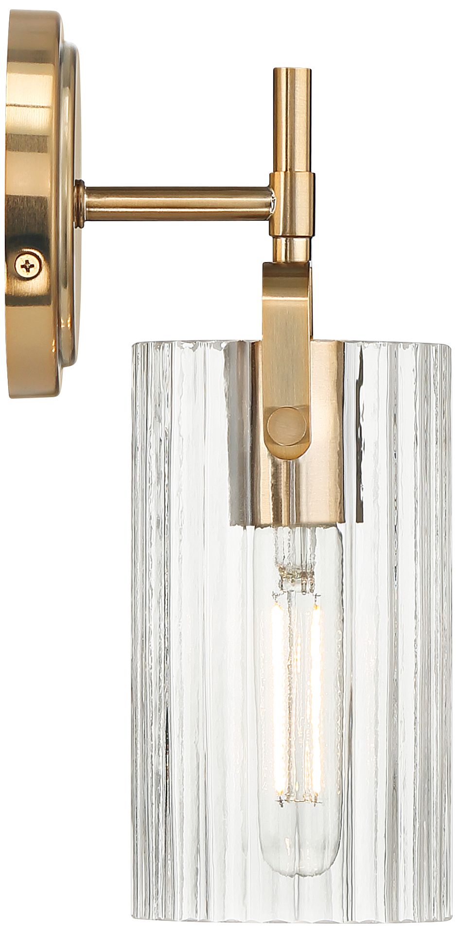 Possini Euro Emerson 11" High Warm Gold and Ribbed Glass Wall Sconce