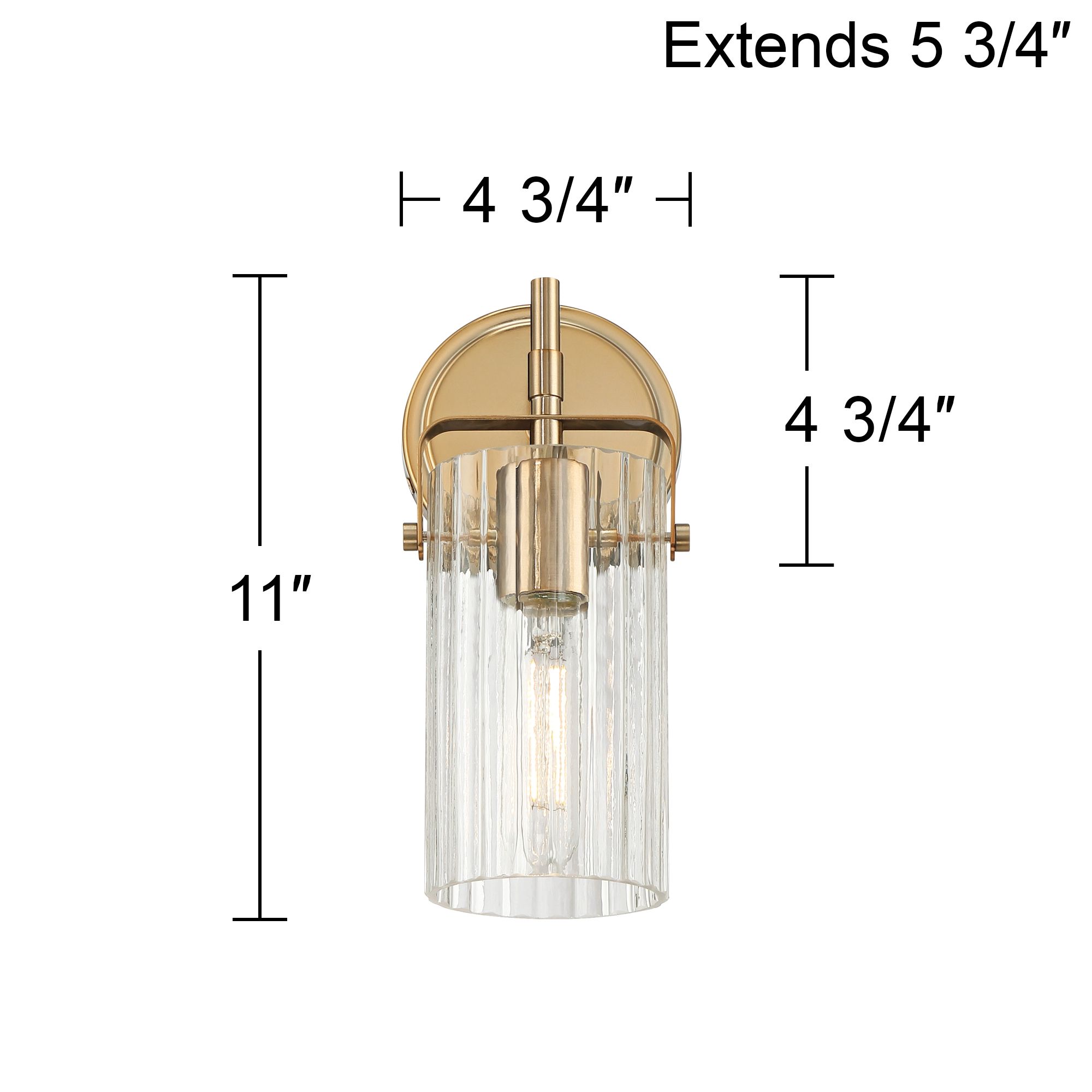 Possini Euro Emerson 11" High Warm Gold and Ribbed Glass Wall Sconce