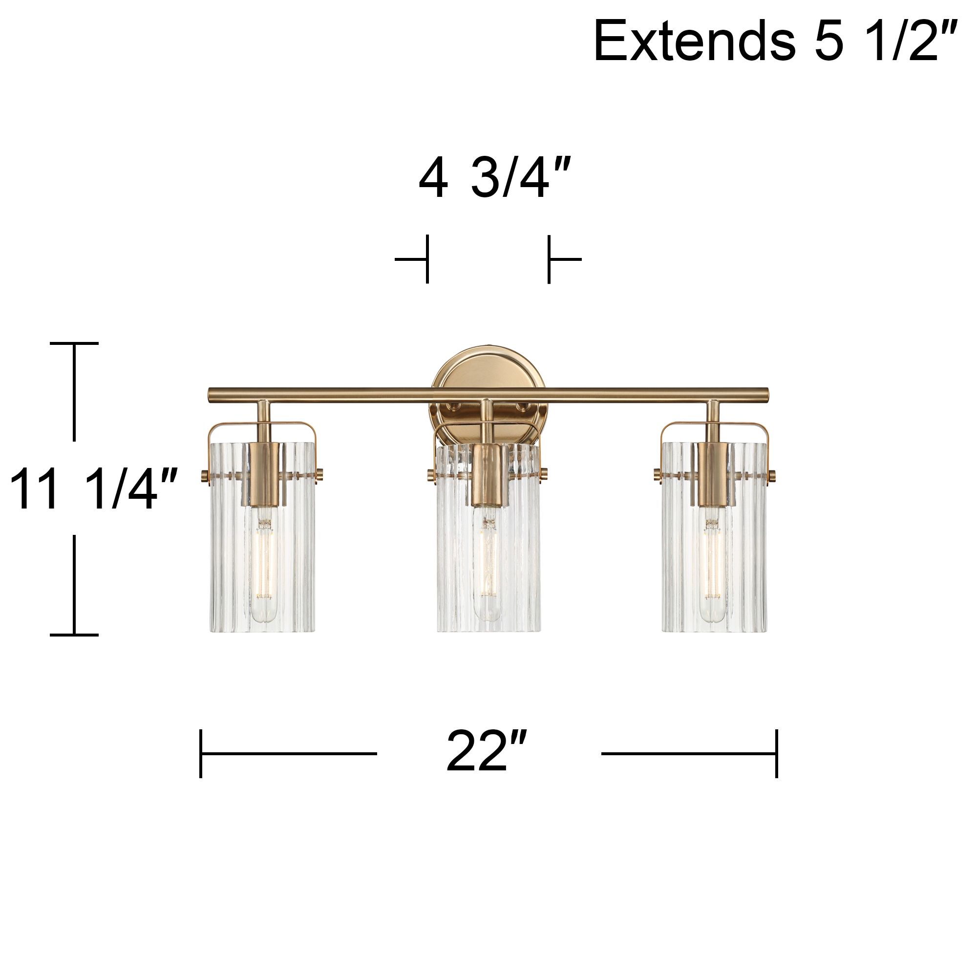 Possini Euro Emerson 22" Wide Warm Gold and Glass 3-Light Bath Light