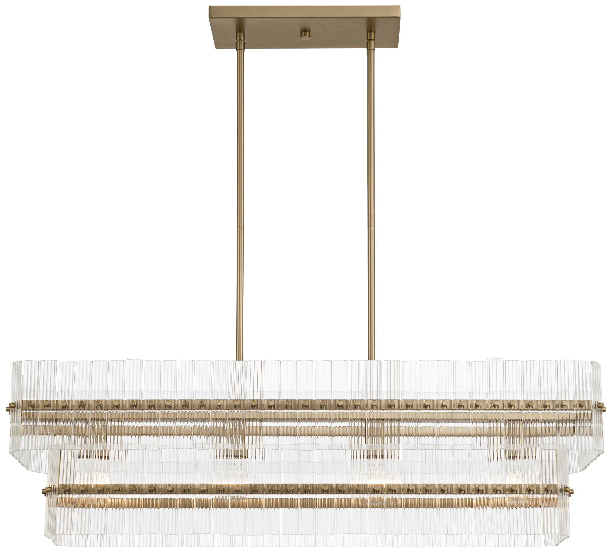 Watch A Video About the Possini Euro Emerson Matte Brass 4 Light Linear Island Pendant