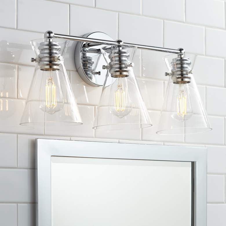 Image 1 Possini Euro Emily 22" Wide Chrome 3-Light Bath Light