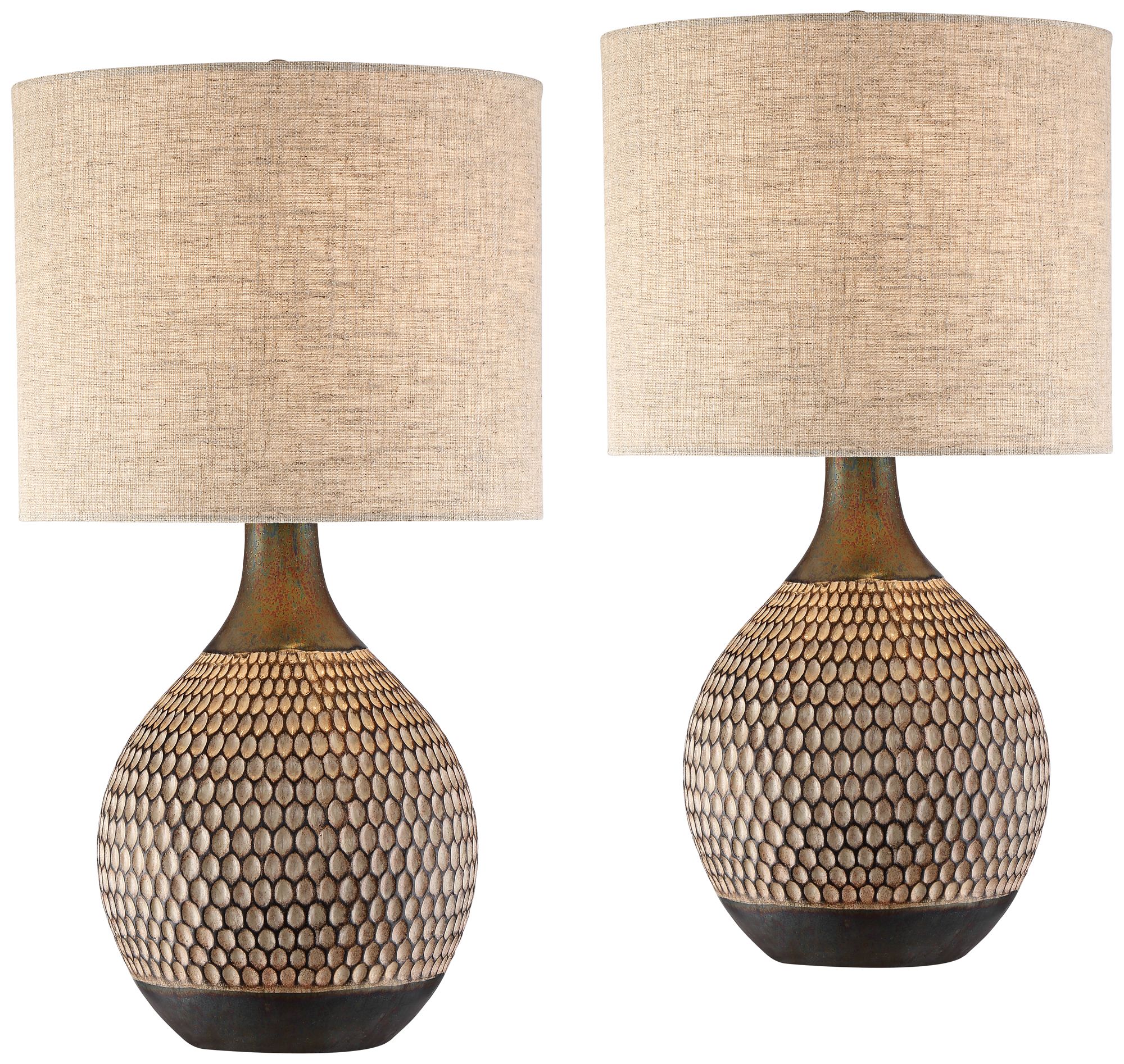 Possini Euro Emma 21" Brown Ceramic Mid-Century Table Lamps Set of 2
