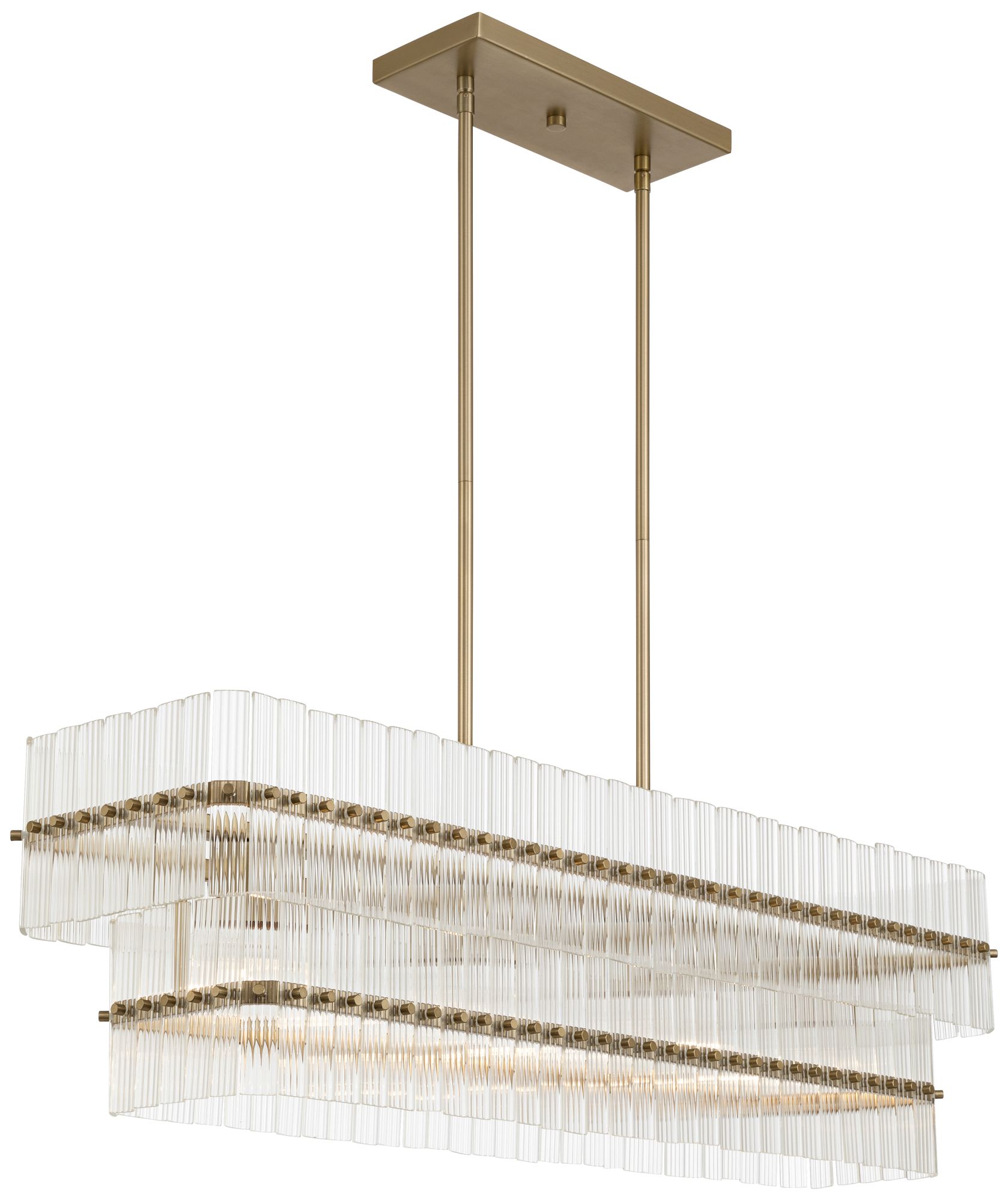 Possini Euro Emmerson 36"W Matte Brass 4-Light Linear Island Pendant in scene