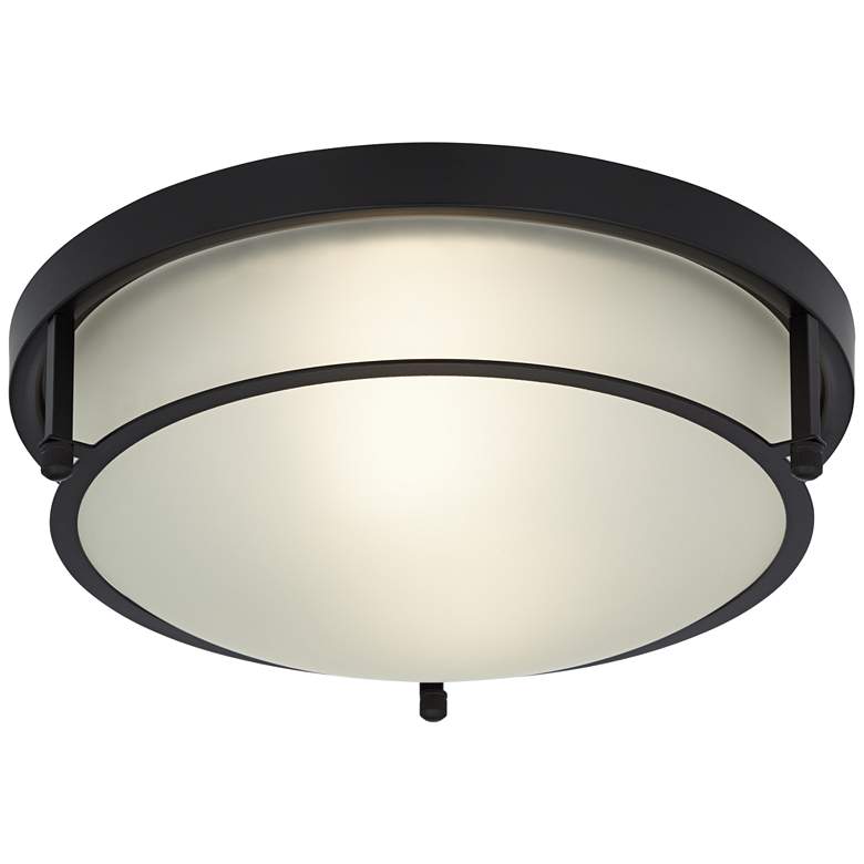 Image 2 Possini Euro Encina 13"W Black and White Glass Ceiling Light