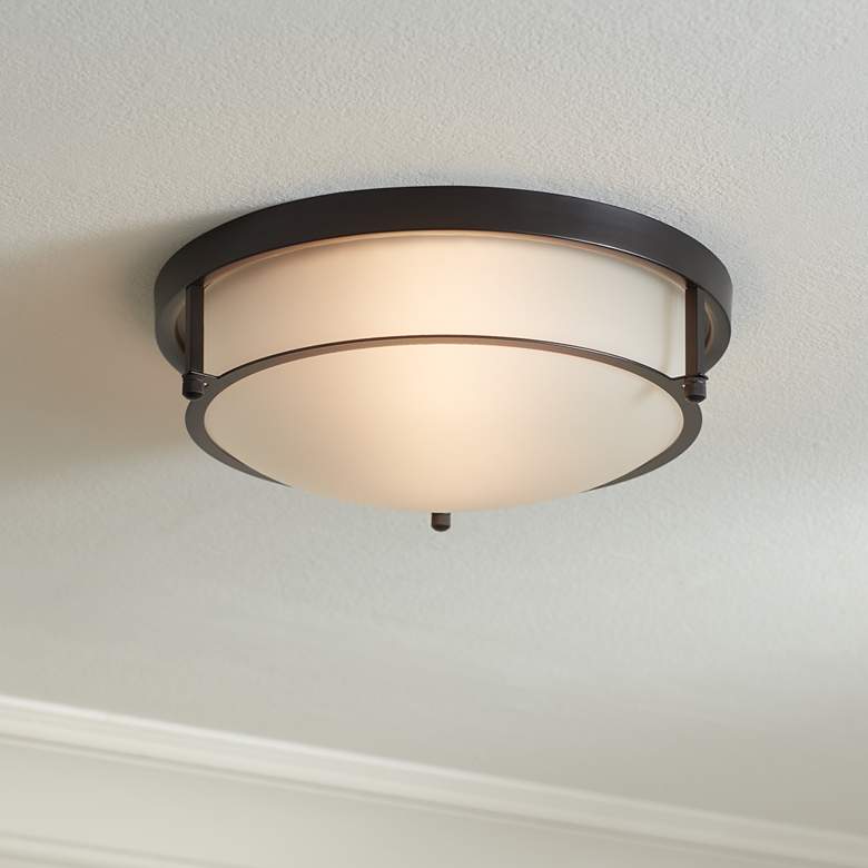 Image 1 Possini Euro Encina 13"W Black and White Glass Ceiling Light