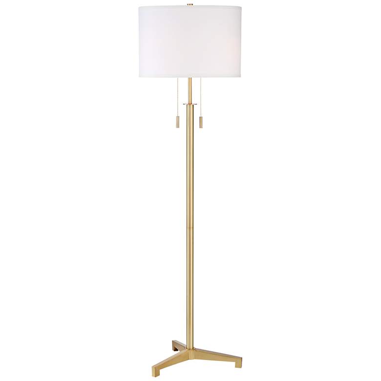 Image 3 Possini Euro Encino 60" Antique Brass Modern Tripod Floor Lamp
