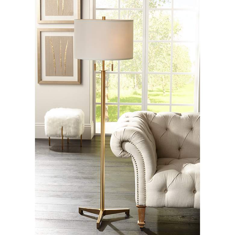 Image 2 Possini Euro Encino 60" Antique Brass Modern Tripod Floor Lamp