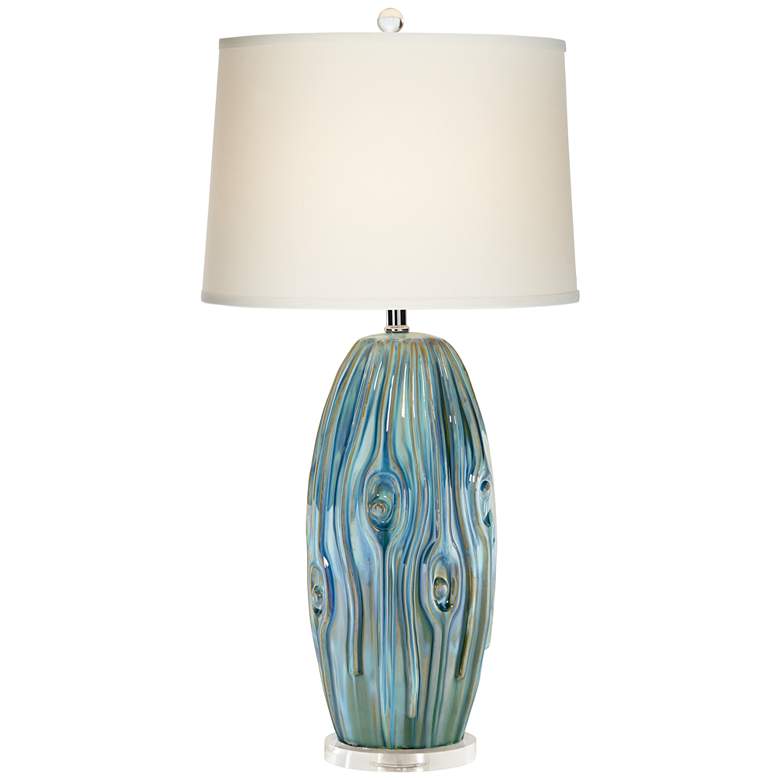 Image 2 Possini Euro Eneya 31 inch High Blue Ceramic Table Lamp