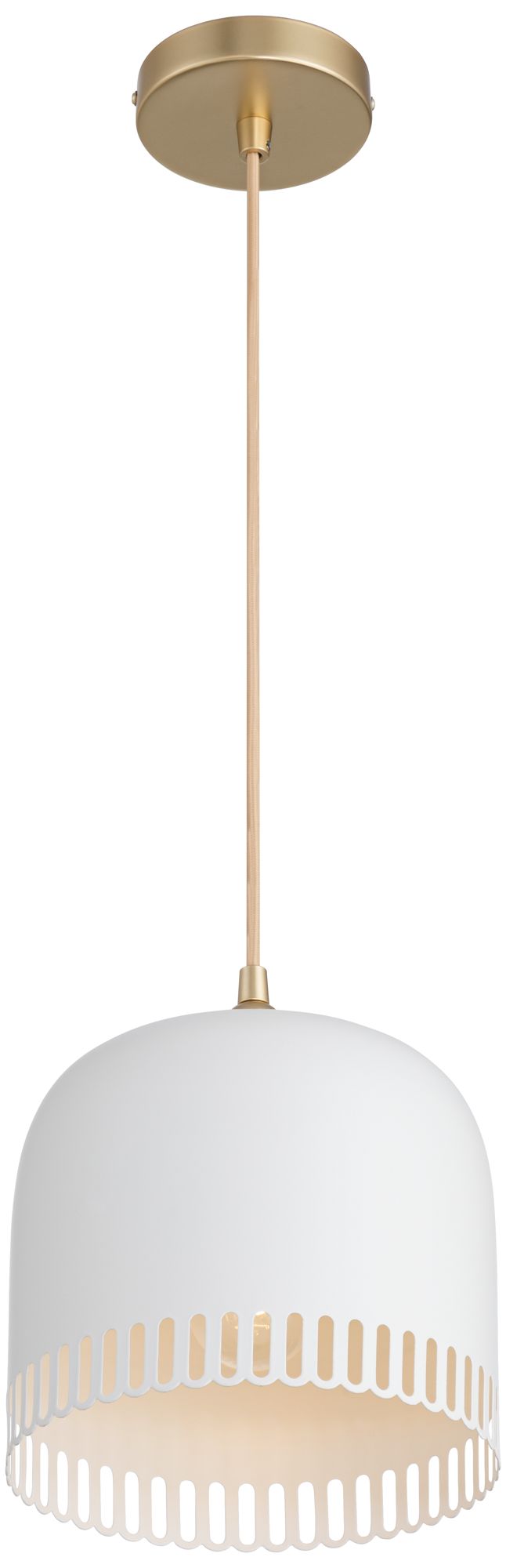 Possini Euro Enna 8 1/2" Wide White and Soft Gold Mini-Pendant Light in scene