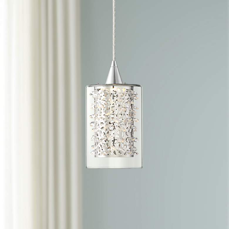 Image 1 Possini Euro Enya 5 1/2 inch Wide Modern Chrome LED Mini Pendant