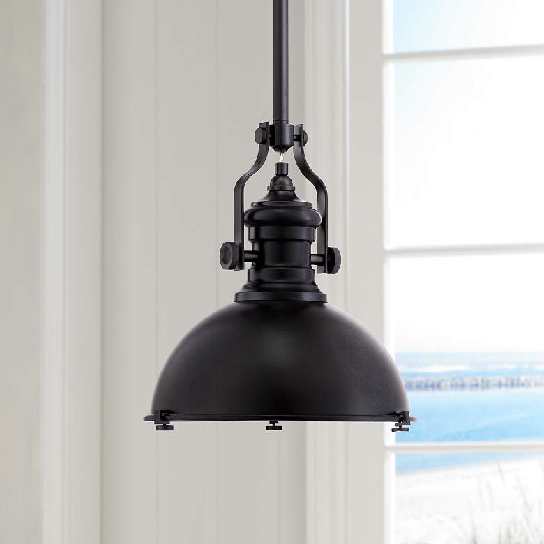 Image 1 Possini Euro Enzo 12 1/2" Wide Black Mini Pendant