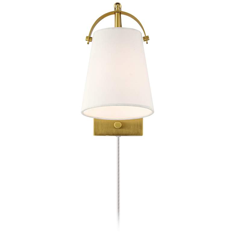 Image 5 Possini Euro Erica 11" High Antique Brass Plug-In Wall Sconce Set of 2 more views