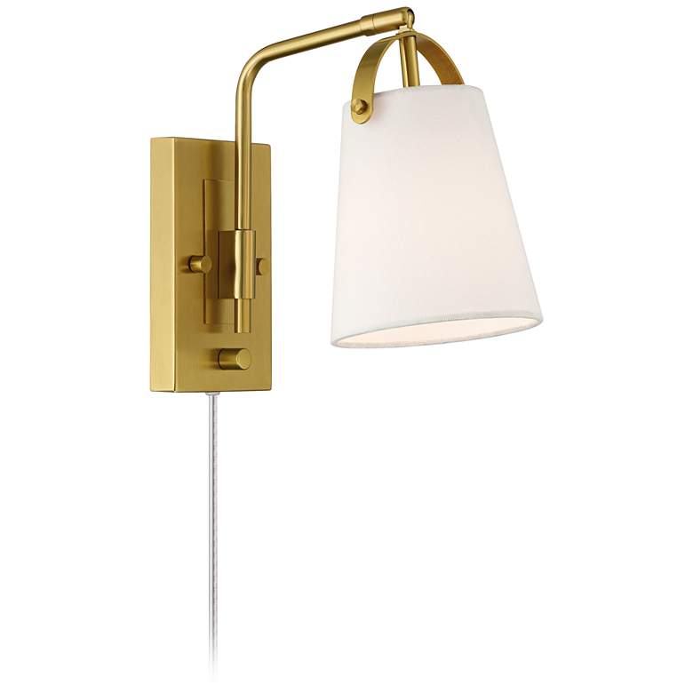 Image 6 Possini Euro Erica 11" High Antique Brass Plug-In Wall Sconce Set of 2 more views