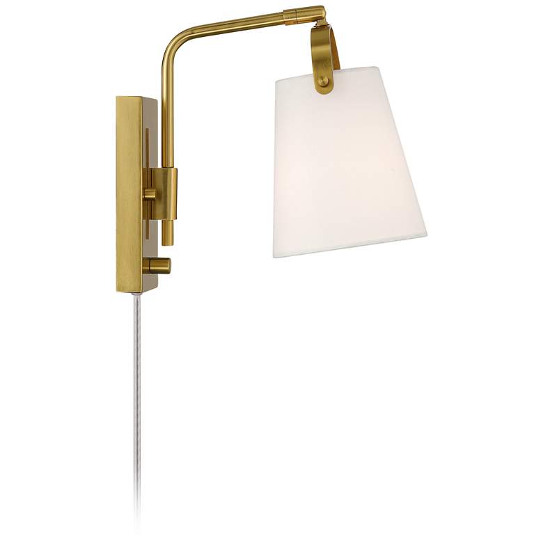 Image 7 Possini Euro Erica 11" High Antique Brass Plug-In Wall Sconce Set of 2 more views