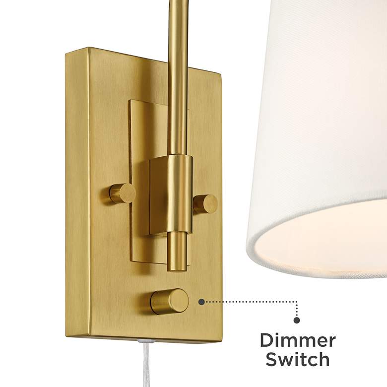 Image 5 Possini Euro Erica 11" High Antique Brass Plug-In Wall Sconce more views
