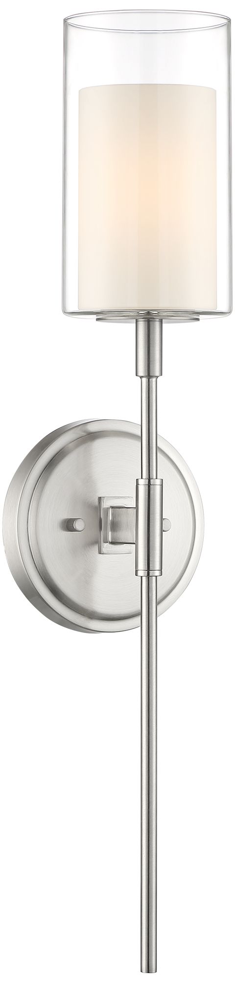 Image 2 Possini Euro Erik 26 1/4" High Brushed Nickel Glass Shade Wall Sconce