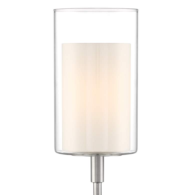 Image 3 Possini Euro Erik 26 1/4 inch High Brushed Nickel Glass Shade Wall Sconce more views