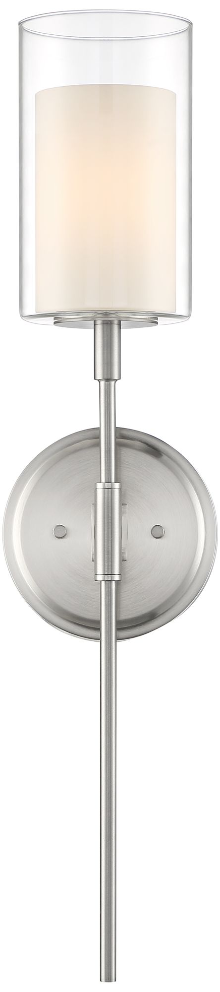 Image 5 Possini Euro Erik 26 1/4" High Brushed Nickel Glass Shade Wall Sconce more views