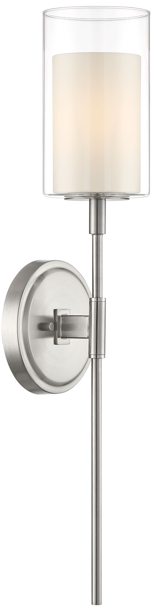 Image 6 Possini Euro Erik 26 1/4" High Brushed Nickel Glass Shade Wall Sconce more views