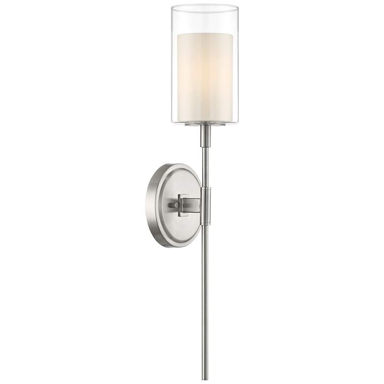 Image 6 Possini Euro Erik 26 1/4 inch High Brushed Nickel Glass Shade Wall Sconce more views