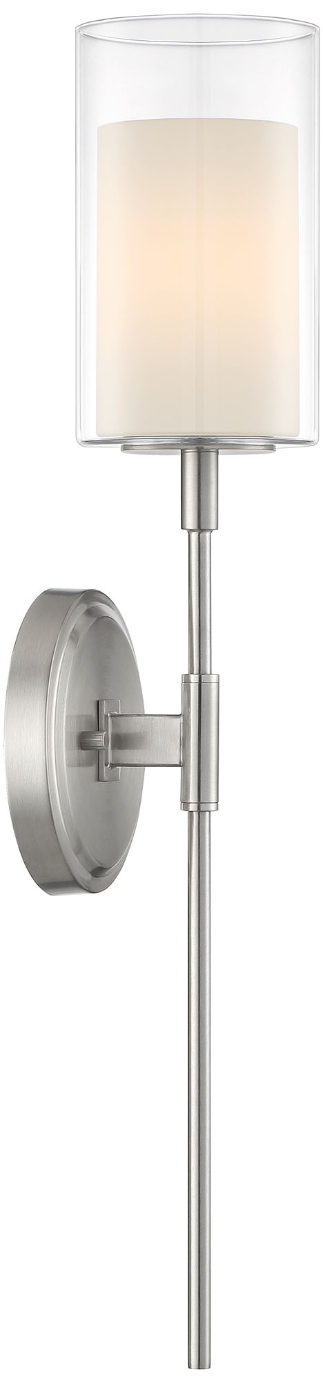 Image 7 Possini Euro Erik 26 1/4" High Brushed Nickel Glass Shade Wall Sconce more views