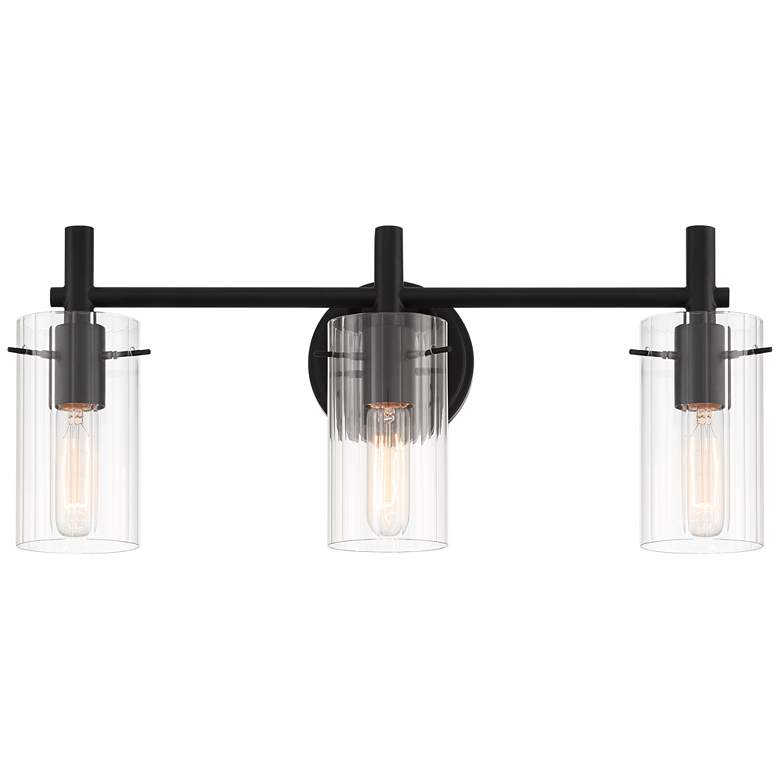 Image 2 Possini Euro Erika 22 inch Wide Black 3-Light Bathroom Vanity Light