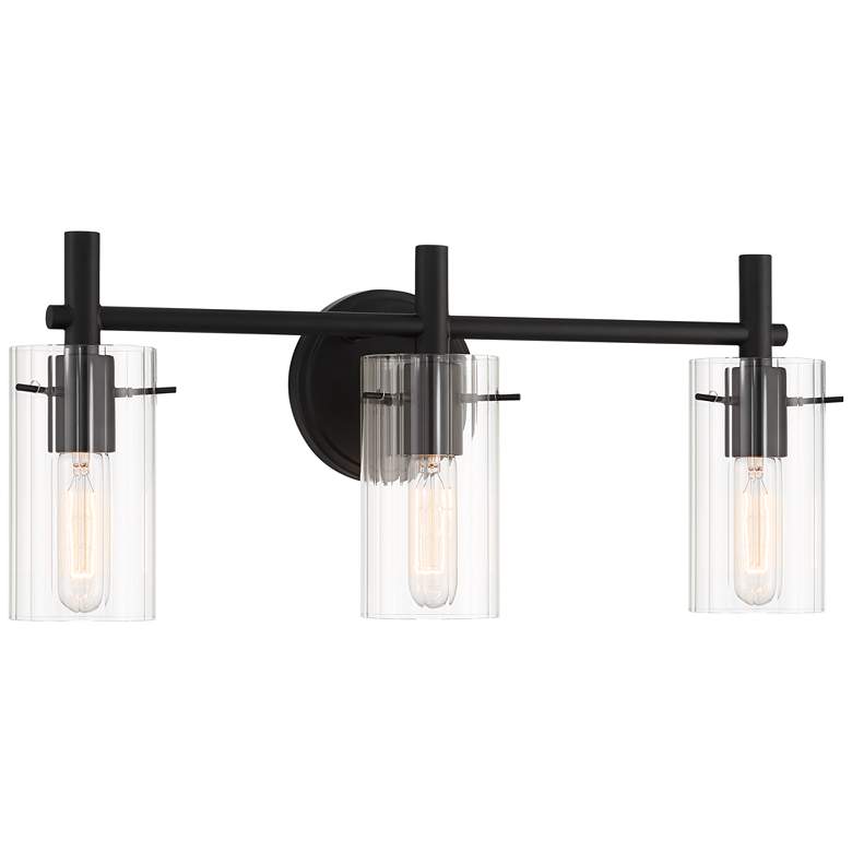 Image 5 Possini Euro Erika 22 inch Wide Black 3-Light Bathroom Vanity Light more views