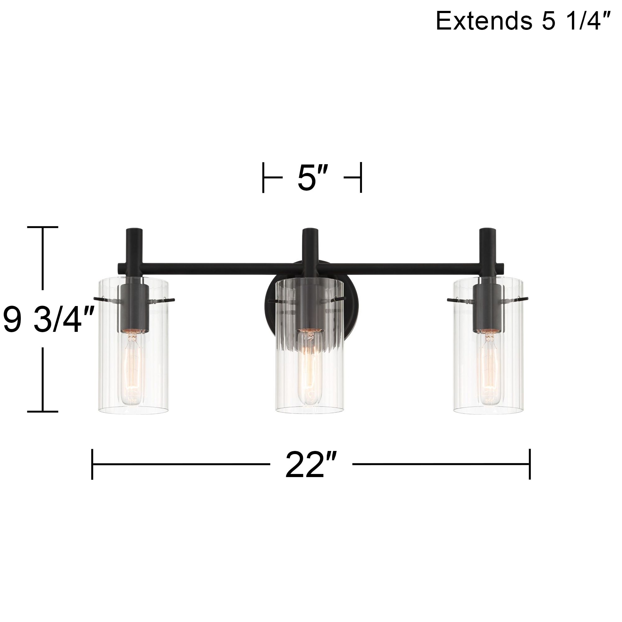 Possini Euro Erika 22" Wide Black 3-Light Bathroom Vanity Light