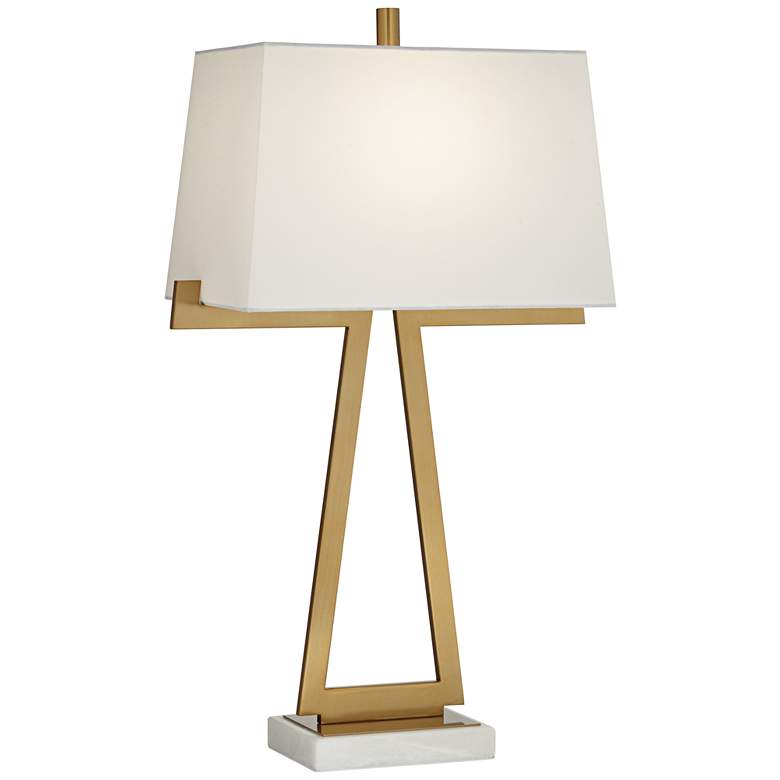 Image 2 Possini Euro Erin 31 inch Warm Gold Modern Table Lamp with Marble Base
