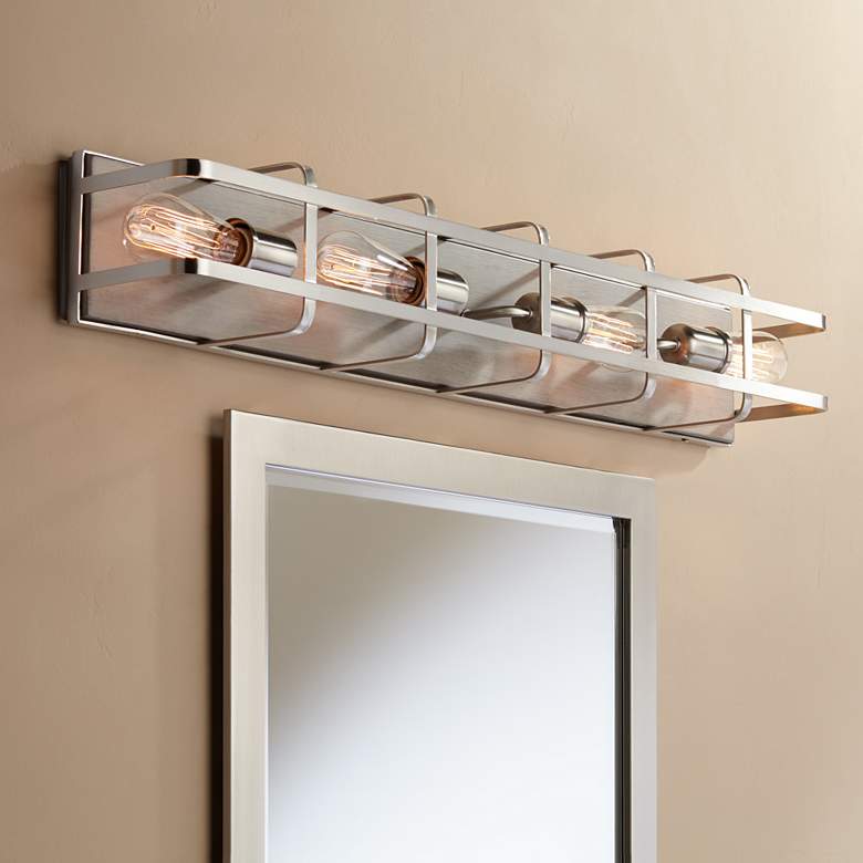 Image 1 Possini Euro Esme 33 1/4"W Brushed Nickel 4-Light Bath Light