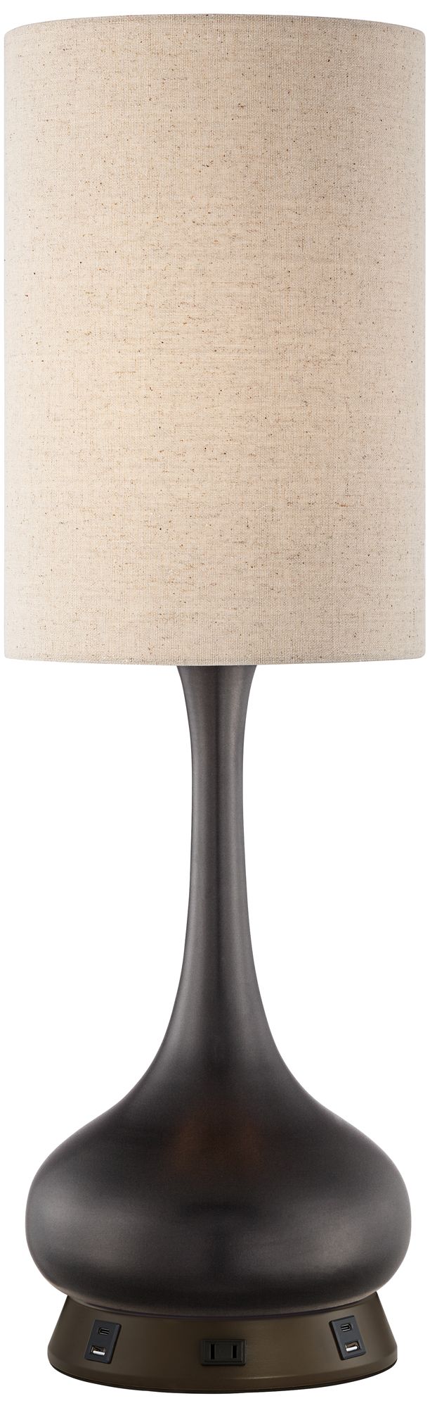 Image 2 Possini Euro Espresso Bronze Droplet Table Lamp with USB Workstation Base