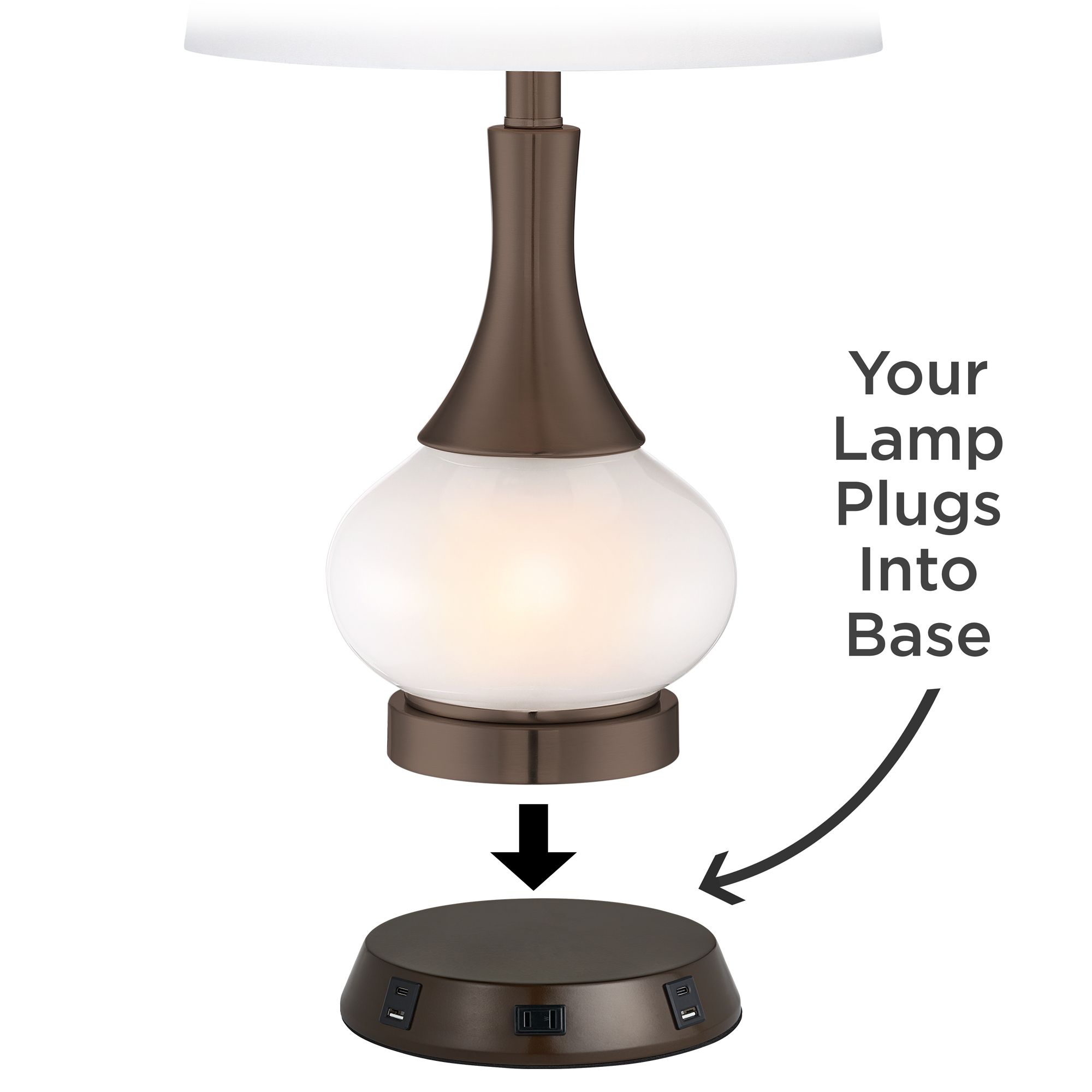 Image 3 Possini Euro Espresso Bronze Droplet Table Lamp with USB Workstation Base more views
