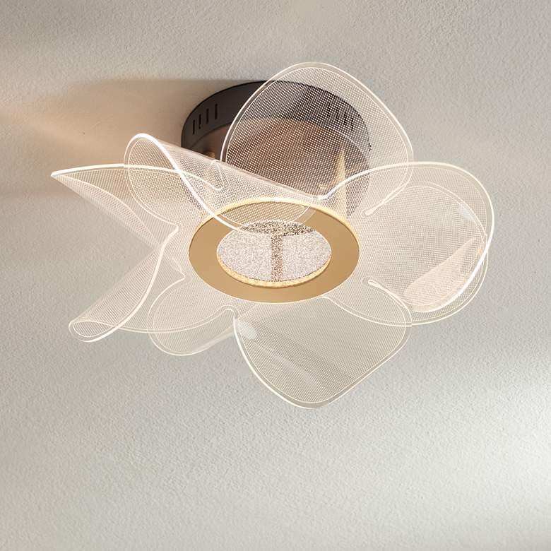 Image 1 Possini Euro Etherea 16" Modern Black and Gold LED Ceiling Light