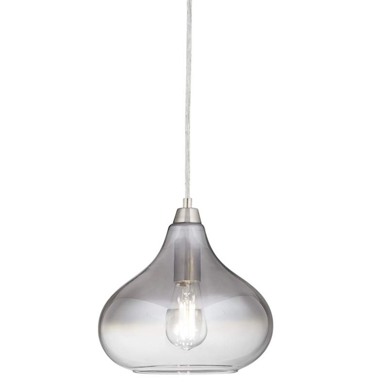 Image 2 Possini Euro Eun 9 1/2" Wide Brushed Nickel and Glass LED Mini Pendant