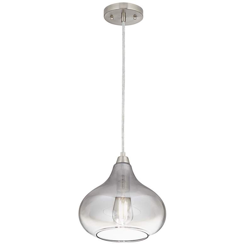 Image 5 Possini Euro Eun 9 1/2" Wide Brushed Nickel and Glass LED Mini Pendant more views
