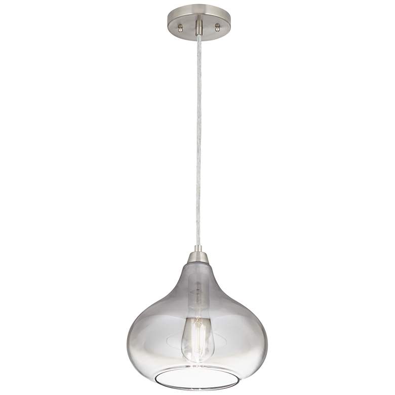 Image 5 Possini Euro Eun 9 1/2 inch Wide Brushed Nickel and Glass LED Mini Pendant more views