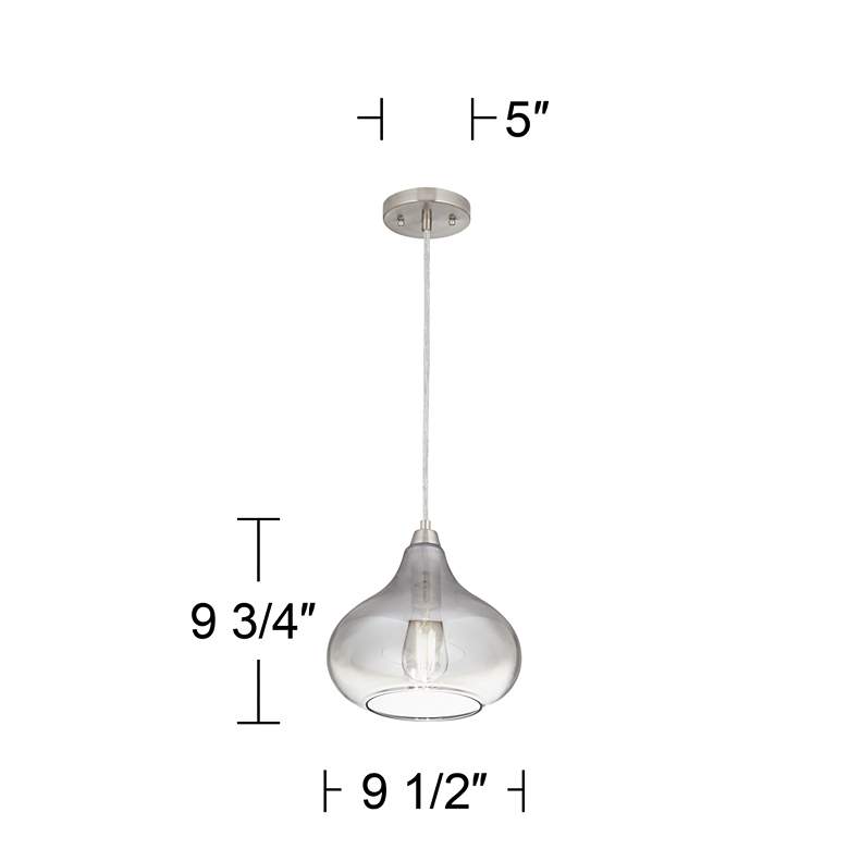 Image 7 Possini Euro Eun 9 1/2" Wide Brushed Nickel and Glass LED Mini Pendant more views