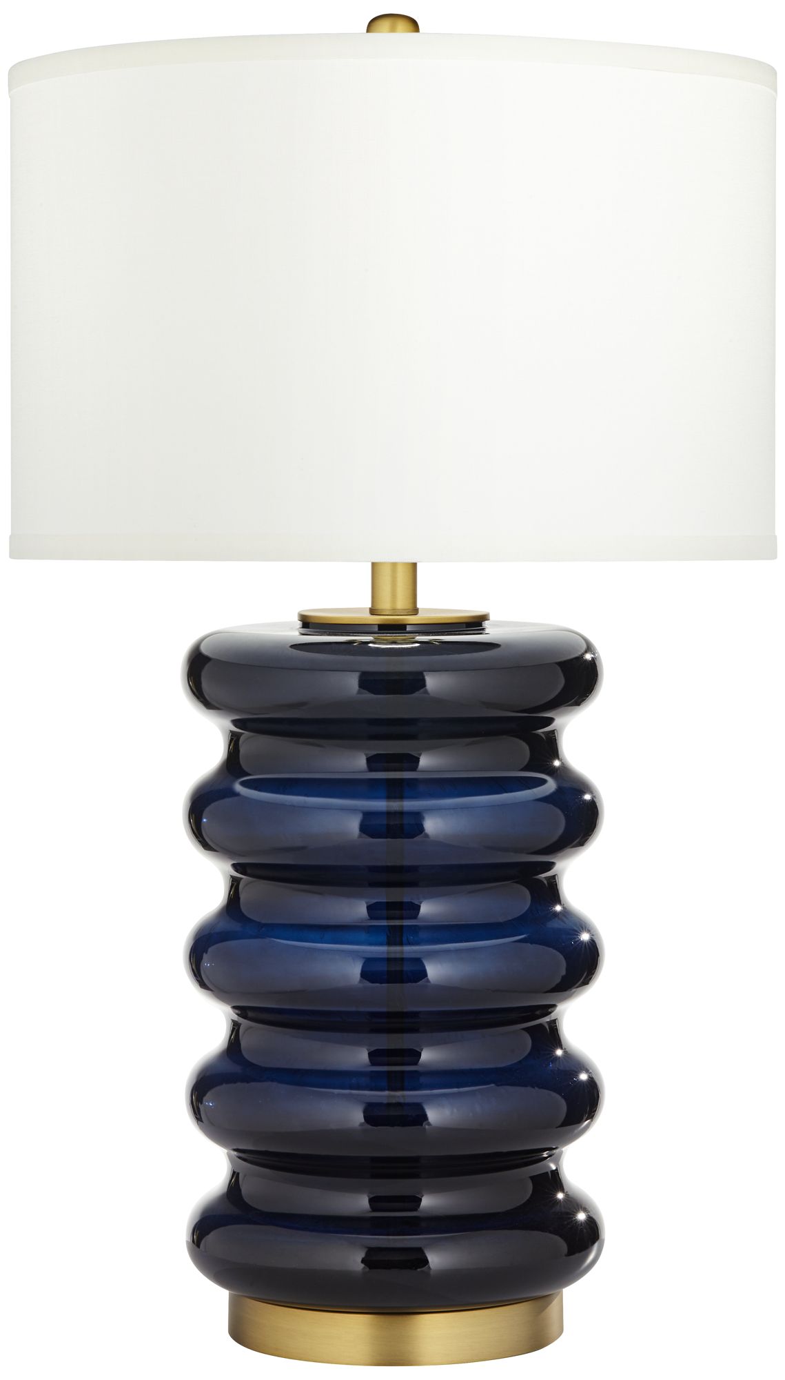 Possini Euro Evan 27" Modern Glass Wavy Navy Blue Table Lamp